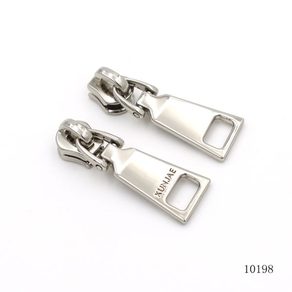 Nickel Metal Zipper Puller Custom Logo Text Zip Pull Charm #5 Slider Head