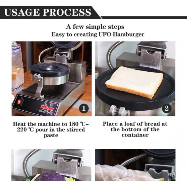Temperature Range 50-300C Ice Cream Burger Machine Custom Mold Ufo Burger Maker Machine