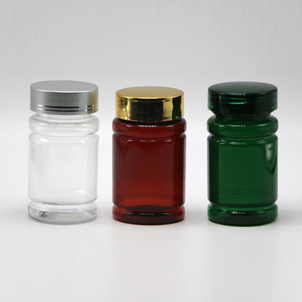 80ml PET Pill Medicine Bottle with Customized Color and Gold Silver Coating Caps