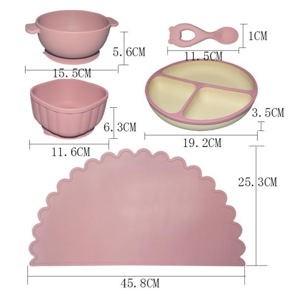 Ergonomic Silicone Baby Feeding Set Silicone Childrens Plates Fork And Spoon For Toddlers