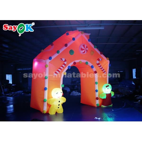 Inflatable Christmas Arch Gingerbread Man Candy Sticks Christmas Inflatable Arch With LED Light