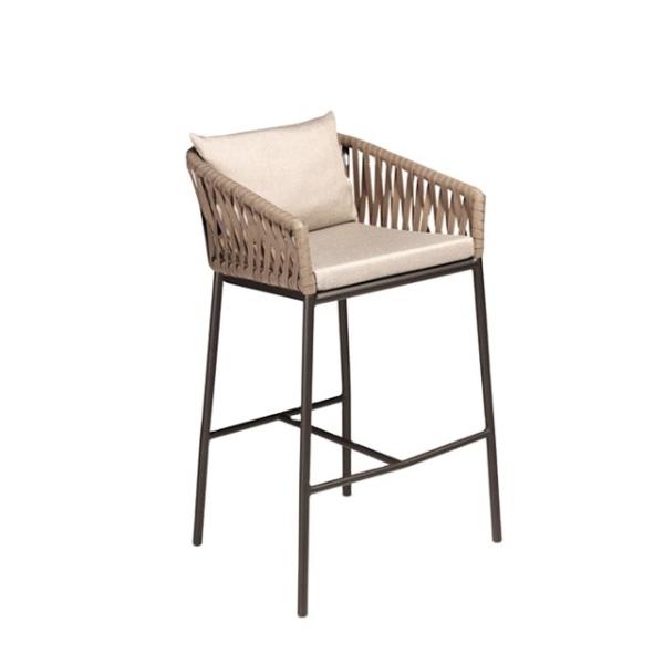 Quality 98cm Height 52cm Depth Wicker Breakfast Bar Stools UV Resistant for sale