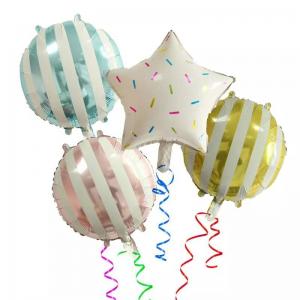 China Round Stripe Pattern Foil Helium Mylar Balloon 18inch for Tik Tok Party Decoration on sale