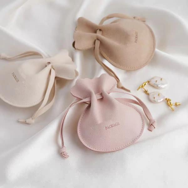 Custom Size Round Drawstring Jewelry Pouch Silk Screen Logo