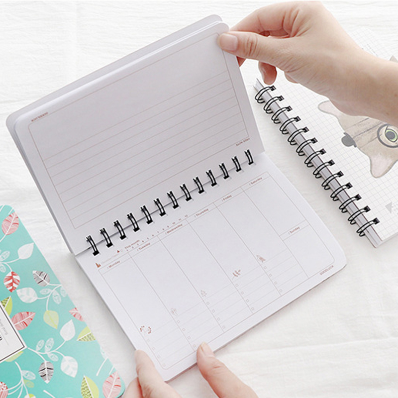 Cartoon Diary Journal Notebook , 8cmx10.5cm Spiral Bound Plain Notebook