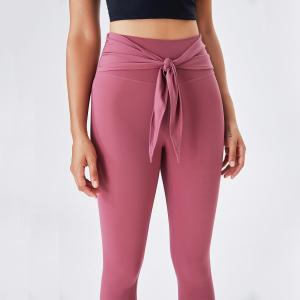 China ODM Plum Red Women Tight Yoga Pants Seamless Ruched Bum Leggings Spandex on sale