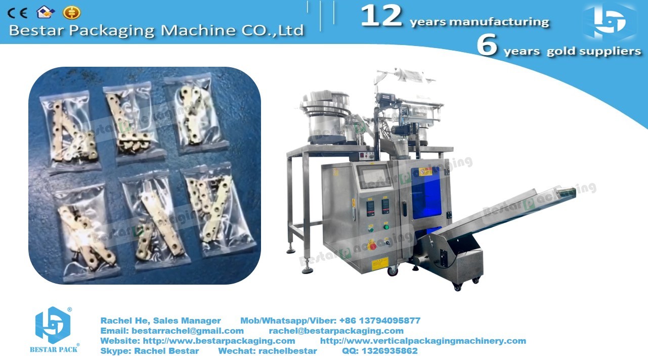 Iron crumps hardware fitting counting packing machine with four vibration bowls