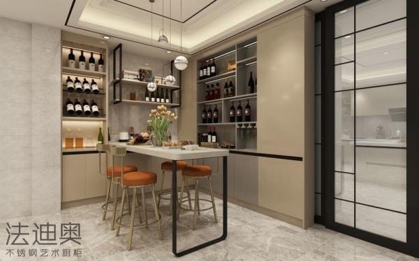Quality Fadior Elegant apricot Stainless Steel Wine Cabinet With Multiple Storage Solution for sale