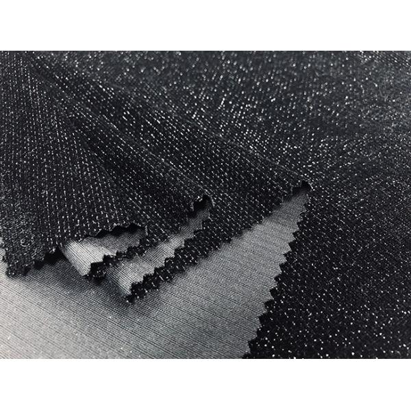 260GSM 94% Polyester Micro Velvet Fabric for Women's Wear Silver Lurex Black