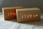 LED wood clock with voice control, touch function and snooze