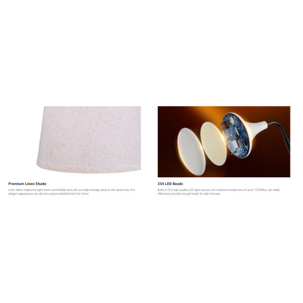 10,000 Lux Light Therapy Lamp with 3 Color Temperatures and Remote Control for SAD Treatment