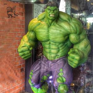 China Marvel Superhero Fiberglass Hulk Statue Life Size Resin Sculpture on sale