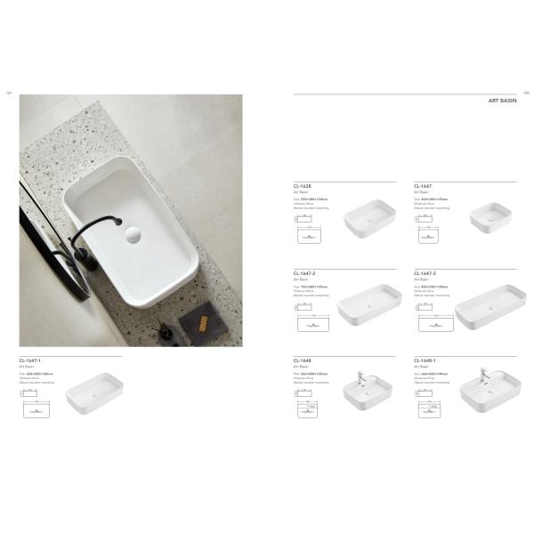 In Stock Bathroom Vanity White Single Porcelain Wash Basin Rectangular Platform Ceramic Washing Basins Countertop Bathroom Sinks