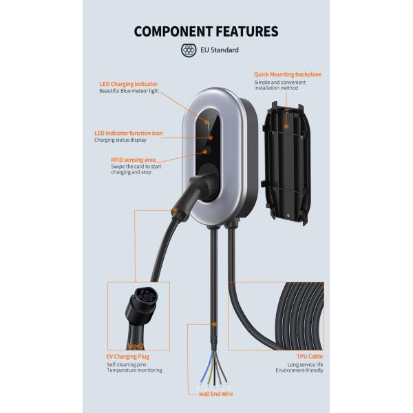 16A Timing Appointment Support Type2 AC 400V EV Charger Smart Wallbox Charging Station