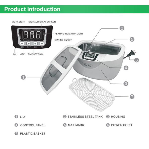 70W 2500ML Medical Instrument Ultrasonic Cleaner FCC