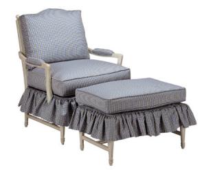 Cushion Fabric Sofa Skirt Upholstered Chair With Ottoman , Modern Chair And Ottoman