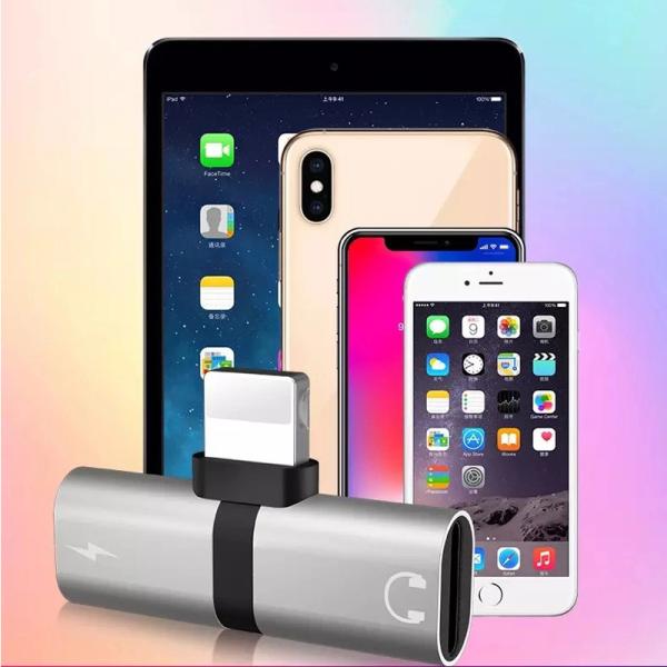 2 in 1 Dual Mini Jack Adapter Capsule Lightning Charger and Headphone Adapter Splitter Compatible with Phone