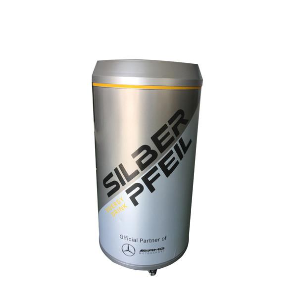 Quality 65L glass door display can cooler/ barrel shape refrigerator/round fridge/retro party cooler with wheel SC65Y for sale