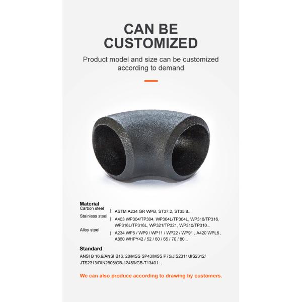 Buttweld Fittings 45 Or 90 Degree 1/2"-48" Lr or Sr Carbon Steel Elbow