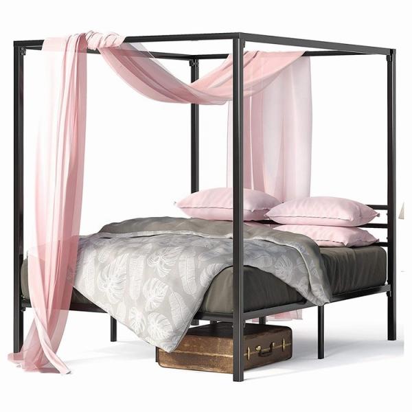 Quality Contemporary Wooden Metal Furniture Metal Canopy Bed Frame With Steel Slat for sale