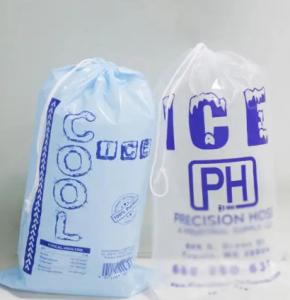 China LDPE Drawstring Ice Plastic Bags Transparent Custom Printed Recycle on sale