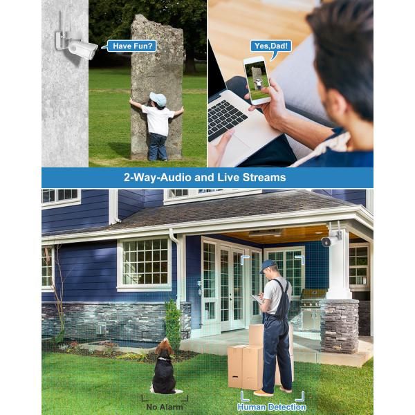 Solar Battery PTZ Bullet Camera Tuya Smart PIR Motion WiFi 2MP CCTV Security IP Camera