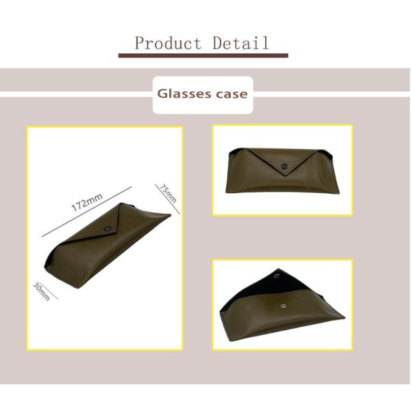 Custom Pattern Brown 17.2CM Soft Leather Glasses Case Slim Handcrafted
