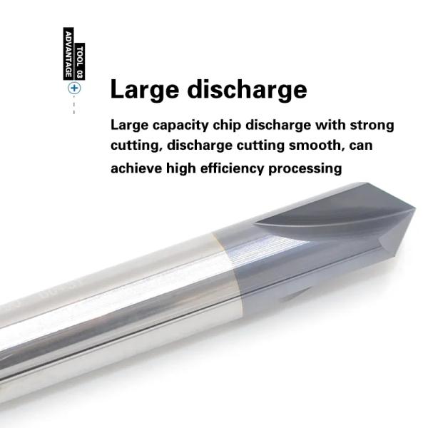 Solid Carbide Precision Tools 4 Flutes Chamfer End Mill V Groove For Copper Aluminum Metal