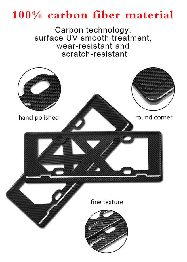 Customized Size Lightweight Slim Carbon Fiber License Plate Frame