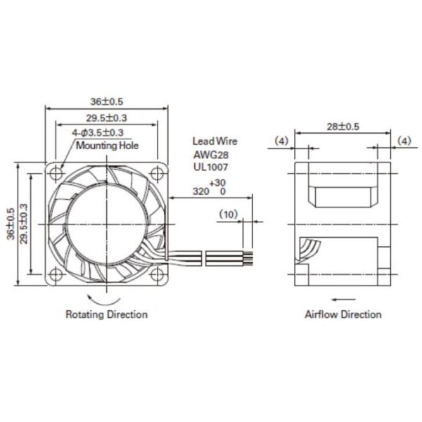 36*36*28mm High Pressure CPU Cooling Fan Motor / 1.5 Inch CPU Cooler Fan