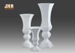 Buy cheap Lightweight Glossy White Fiberglass Planters Floor Vases Wedding Decor Items product