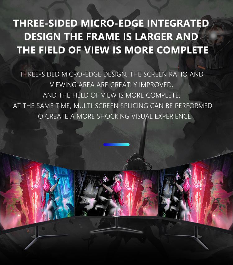 Gaming Monitor 27 Inch Curved IPS Widescreen Monitor With VGA DVI Input