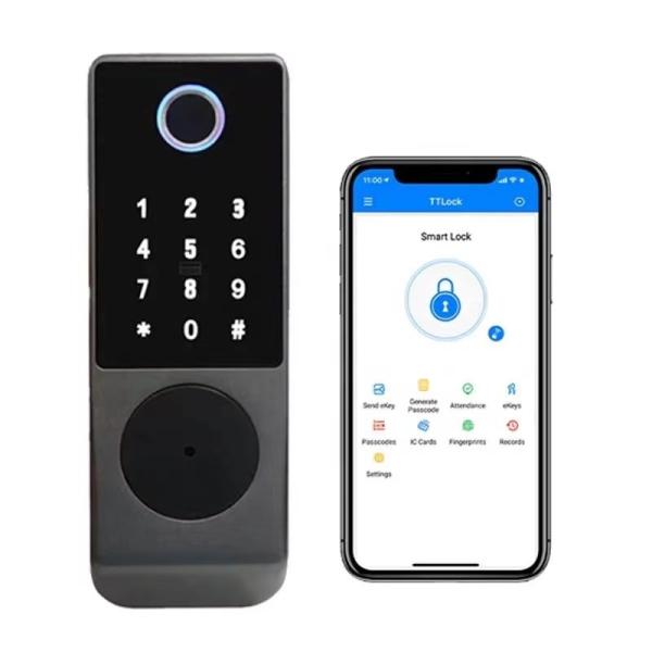 Quality IP65 TTlock Bluetooth Controlled Door Lock Biometric Finger Print for sale