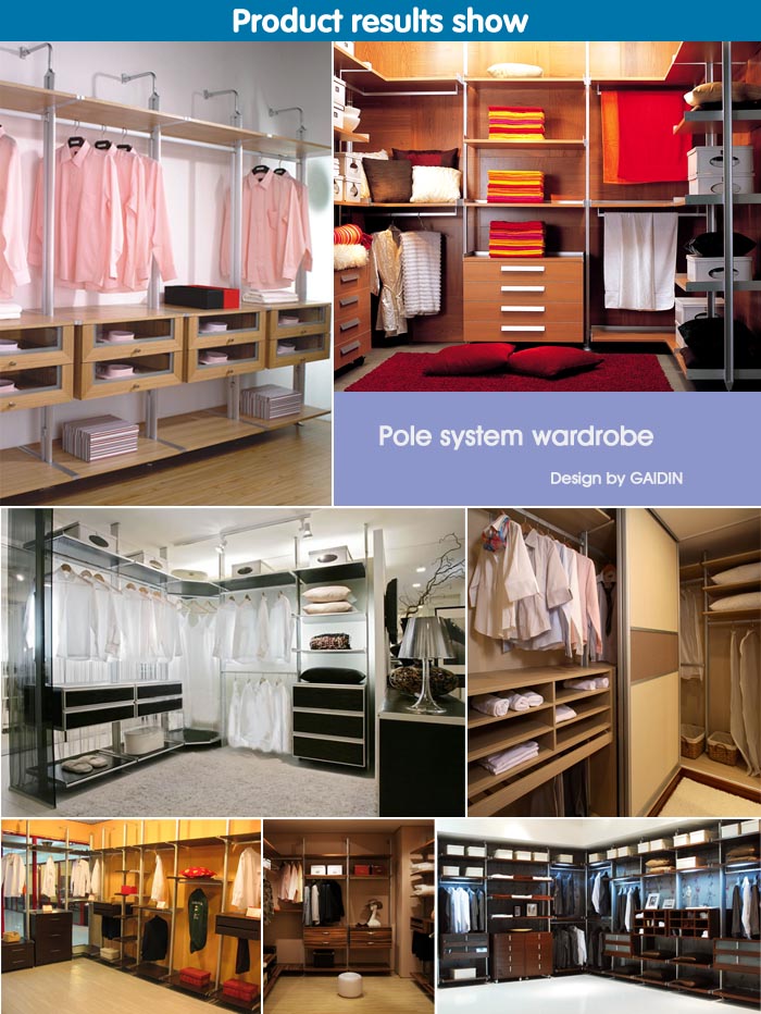 made in China bedroom furntiure aluminum pole system modern simple design walk in wardrobe fittings diy