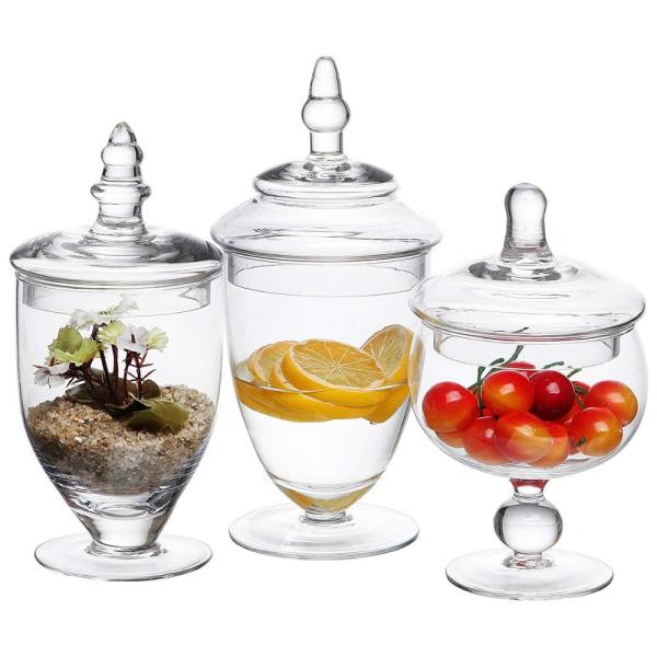 Quality Multipurpose Set Of 3 Clear Glass Jars For Kitchen for sale