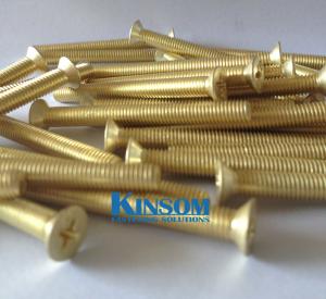 Buy cheap Countersuck CSK flat head screws machine thread copper golden coating special screw lock system product
