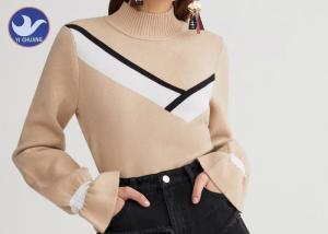 China Mock Neck Fashion Womens Knit Pullover Sweater Computer Machine Knit on sale