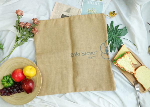 Quality Soft Natural Linen Gift Bag With Green Lining Multifunctional Double Layer Drawstring for sale