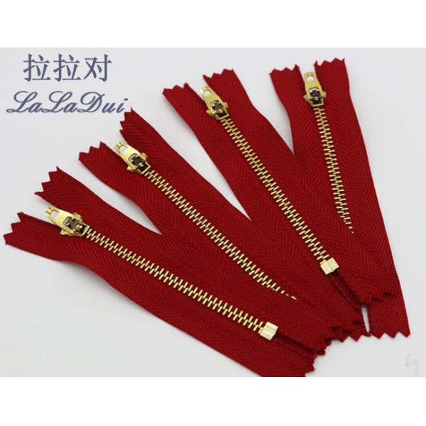 Red Tape Pants Leather Jacket Gold Zipper , Polyester Tape Two Way Separating Zipper