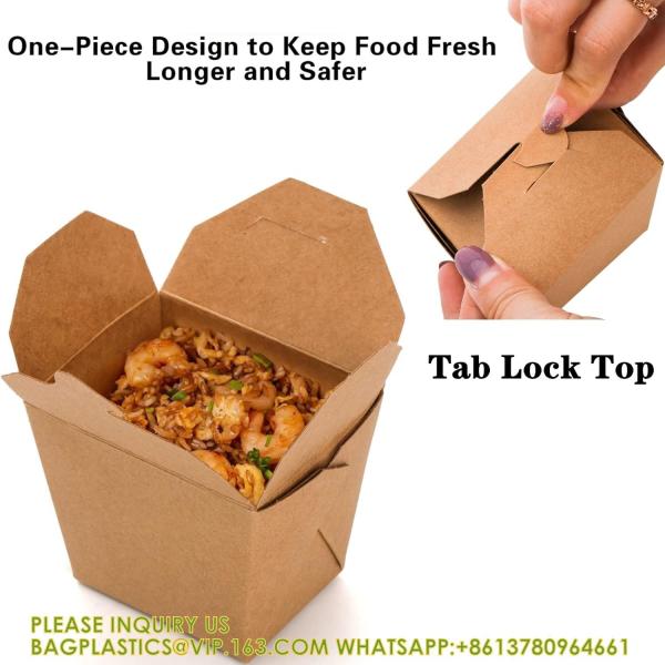 Quality Takeout Boxes Paper, 8 OZ Take Out Food Container, Kraft Small To Go Box, Recyclable Brown Cardboard Food Pails for sale