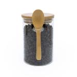 Convenient Storage Set of 3 Airtight Glass Jars with Bamboo Lids and Spoons