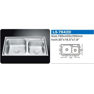 Brushed Gunmetal Stainless Steel Kitchen Sink 33x22 Two Bowl