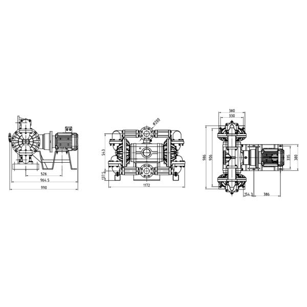 Motor Driven Diaphragm Pump With Electric Motor 3 Inch PVDF Fuel 5.5KW