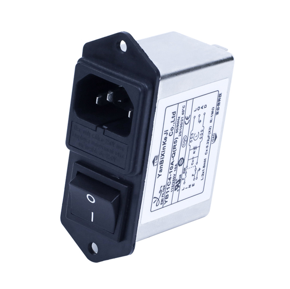 110V/250V AC EMI Filters 10A Power Input Module Filters With Green Switches