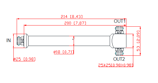 1200W -153dbc DAS IBS N Female 350-430MHz Rf 2 Way Splitter