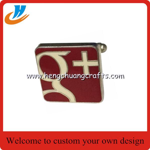 Quality Google+ metal cufflinks, G+ cufflinks with enamel pin process silver plated for sale