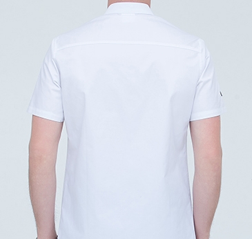 Embroidery Logo Restaurant Work Shirts Cotton Anti - Wrinkle With Stand Collar