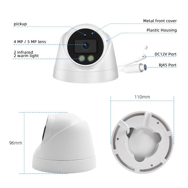 4MP Full Color Night Vision with Audio Cctv Indoor Dome Camera AI POE IP Network Camera Poe Security Camera