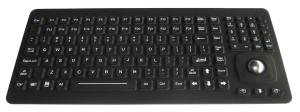 Ruggedized Silicone Rubber Keyboard With Optical Trackball Panel Mount