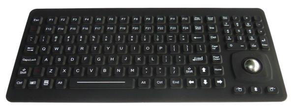 Quality Ruggedized Silicone Rubber Keyboard With Optical Trackball Panel Mount for sale